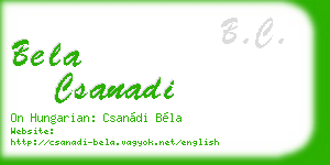 bela csanadi business card