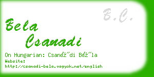 bela csanadi business card